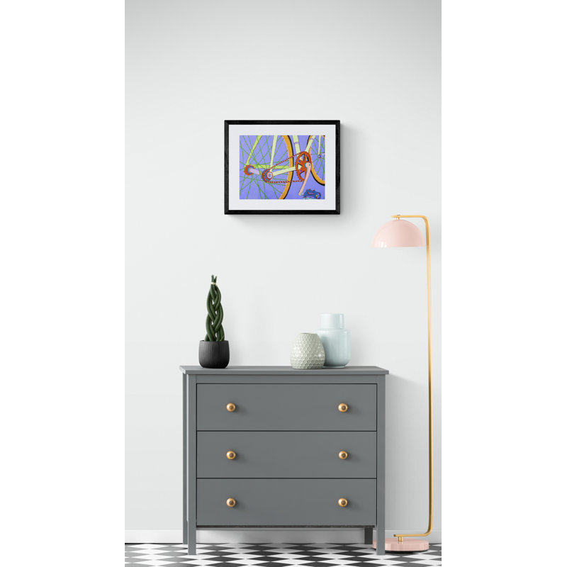 Green Spokes Print by Sue Graef, Black Framed Paper, 16" H x 20" W