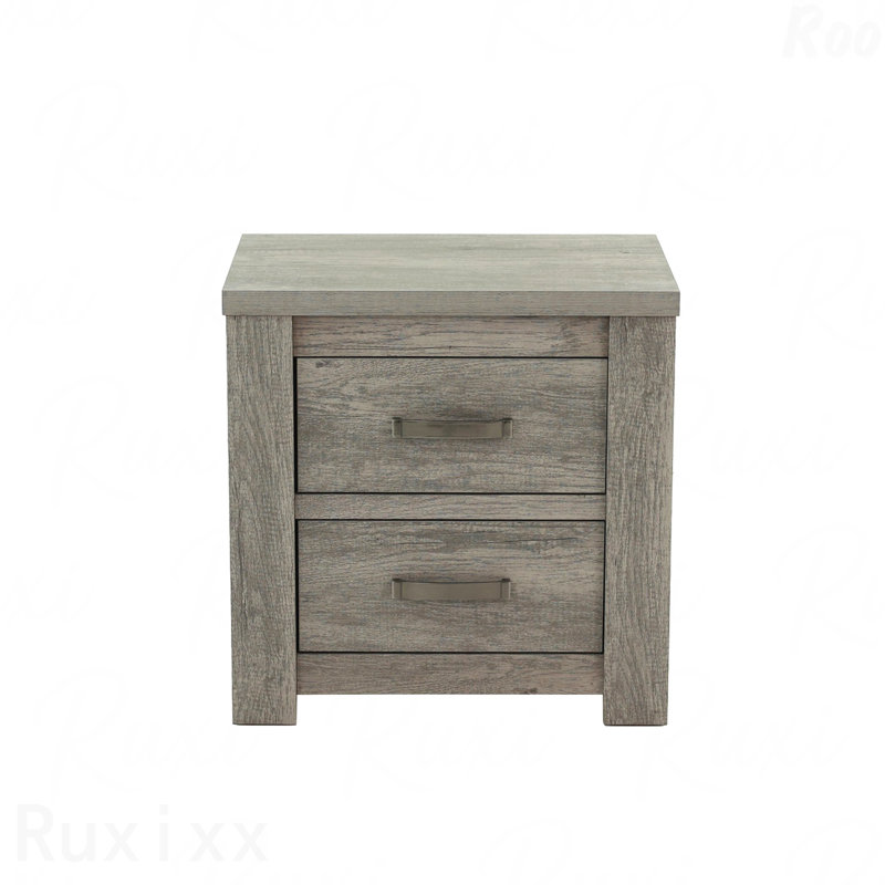 Table de chevet 2 tiroirs en bois gris