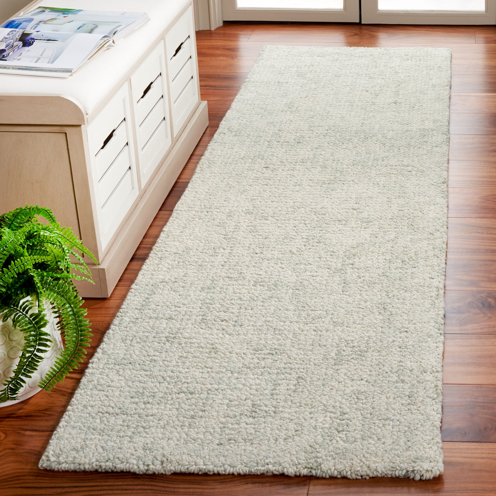 Donica Light Sage Ivory Hand-Tufted Wool Rug, Runner 2'3" x 8'