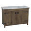 Meuble-lavabo simple 48 po à deux portes avec finition en bois naturel et plateau en marbre blanc-654488953