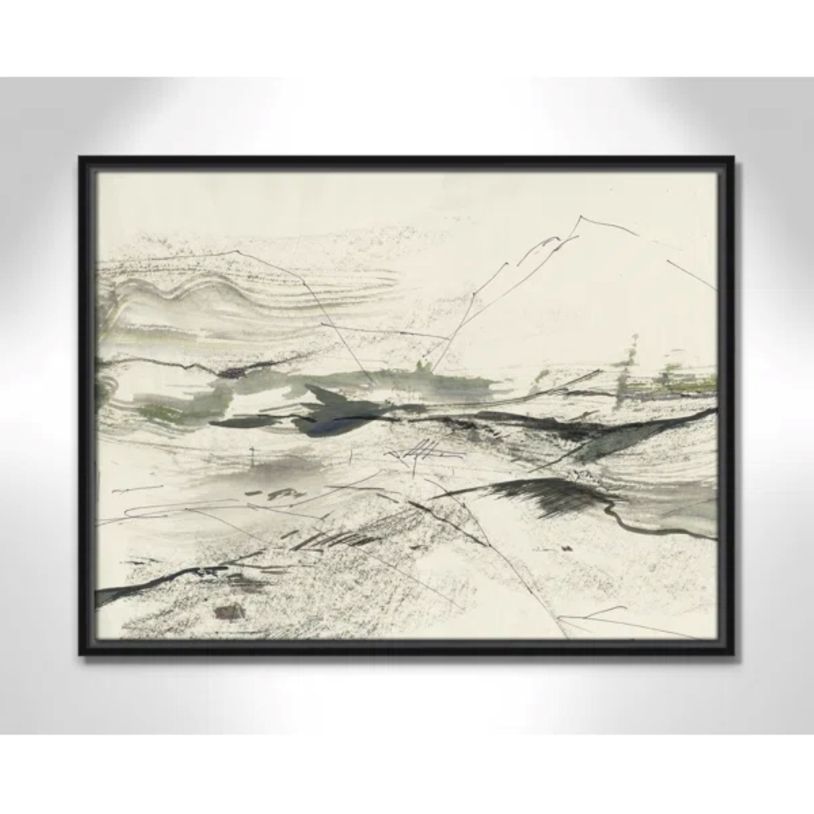 Green Sketches Print by PI Studio, 19.5" H x 25.5" W x 2" D, Black Floater Framed, No Mat