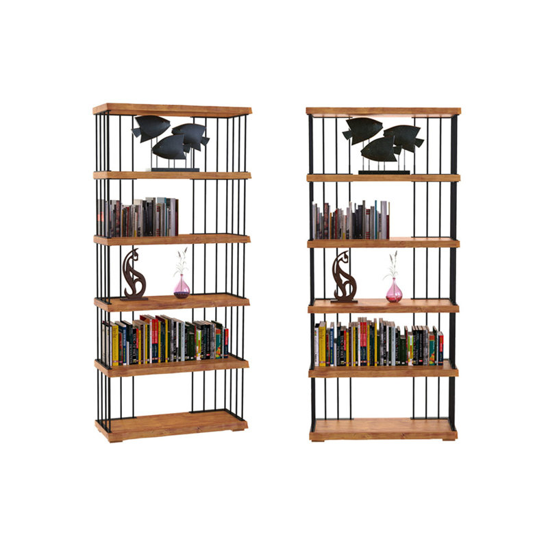 Étagère à livres en métal H 79 "x l 35,4" Arnett, Noyers