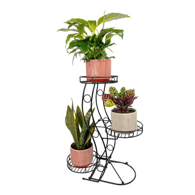 No-Assembly Space-Saving Metal Plant Stand, Indoor & Outdoor Plant Holder