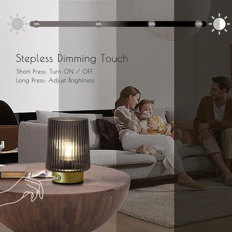 Lampe de table rechargeable sans fil avec commande tactile à intensité variable, lampe portative sans fil à piles pour la décoration intérieure, la chambre à coucher, le salon, la cuisine et le bureau