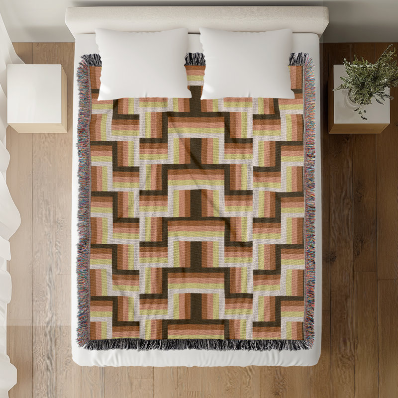 Jeté en mélange de coton Jansen, Orange brûlé, L 60 po x l 50 po