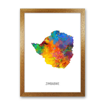 Zimbabwe Watercolour Map by Michael Tompsett - Print