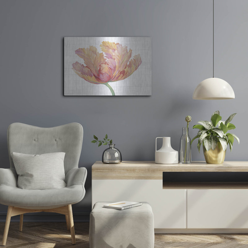 «Single Pink Bloom II» par Tim O'Toole, art mural en métal, H 16 po x l 24 po