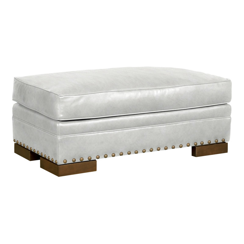 Riverside Ottoman, Dove Gray, Regent Chalk Genuine Leather, Yes