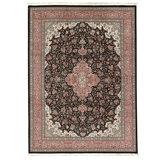 Hand Knotted Wool Area Rug in Black And Rose