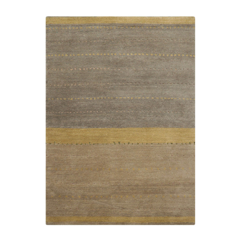 Tapis unique en laine noué à la main de 5 pi x 7 pi de couleur mousse / gris / olive