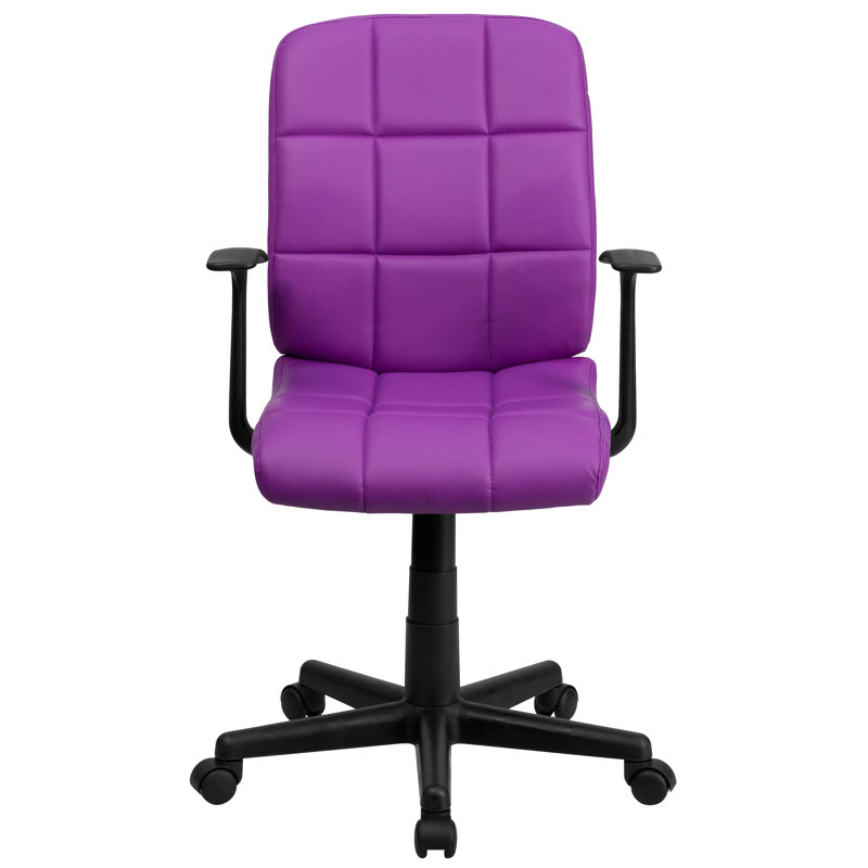 Chaise de bureau pivotante en vinyle Bonavant, Mauve, Avec accoudoirs