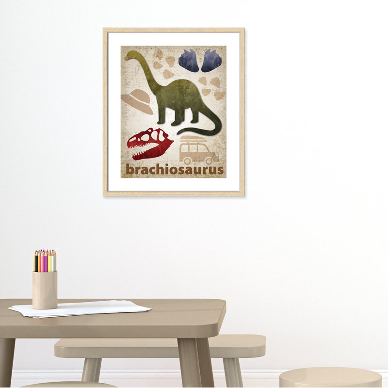 Adhésif décoratif dinosaures-03 ', H 25,5 po x l 21,5 po x P 1,1875 po, Encadré de boîte beige
