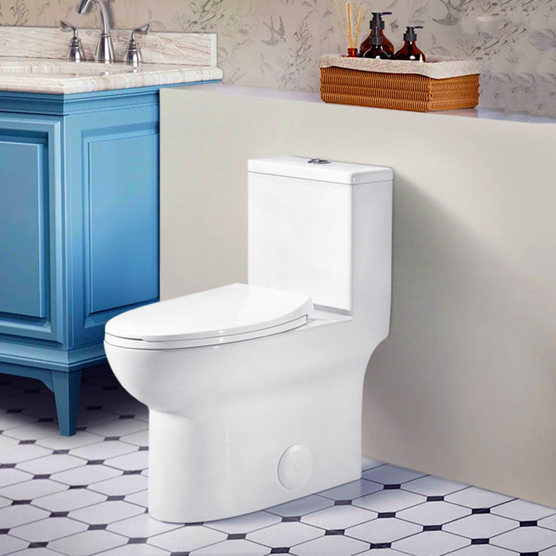 1.1/1.6 GPF Extended Comfortable Height Floor Standing Integrated Toilet, Ceramic Material, White