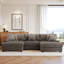 Canapé modulaire rembourré 3 pièces en flanelle de fourrure de lapin brun clair avec accoudoirs et coussins décoratifs 3 pièces-810287665