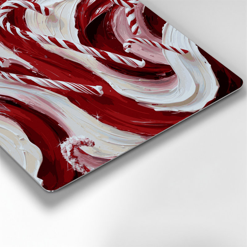 Art mural rouge en métal Christmas Canes, H 192 po x l 192 po x P 0,05 po