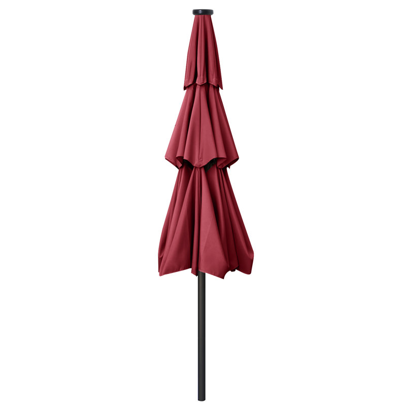 Parasol de marché éclairé Caerphilly, Bourgogne, 106.3" W x  106.3" D