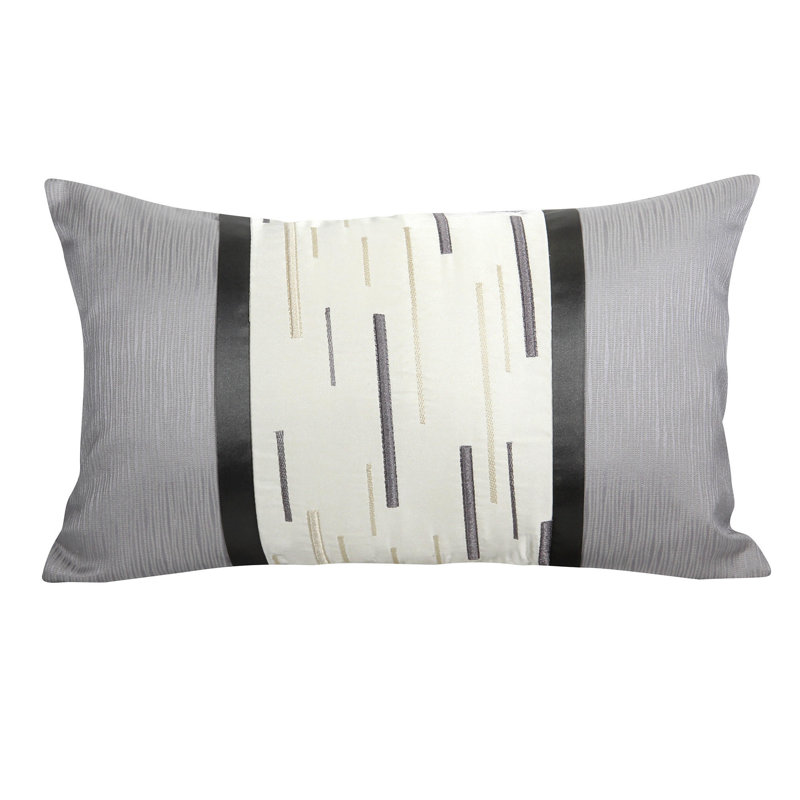  Housse de coussin lombaire brodée Luxury, Gris