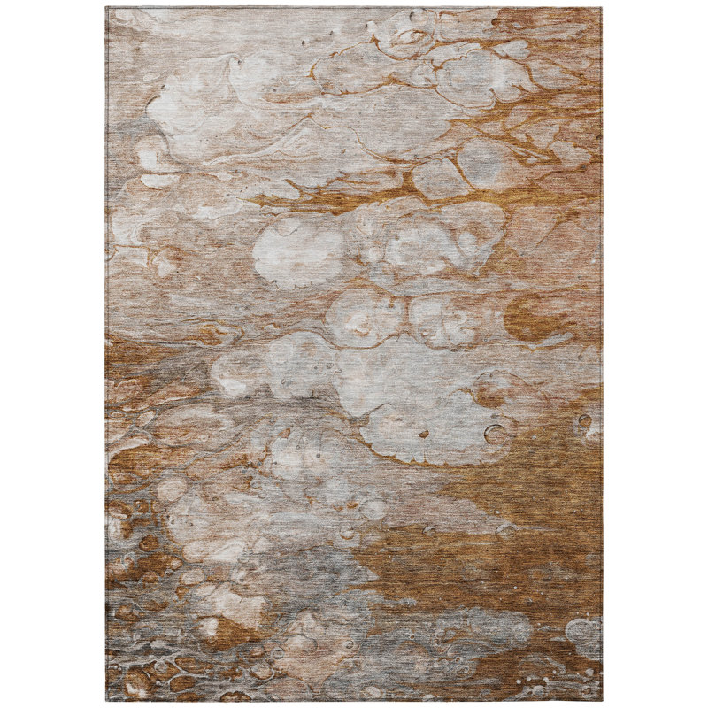 Tapis extérieur lavable abstrait 8 pi x 10 pi gris et argent Terra Cotta