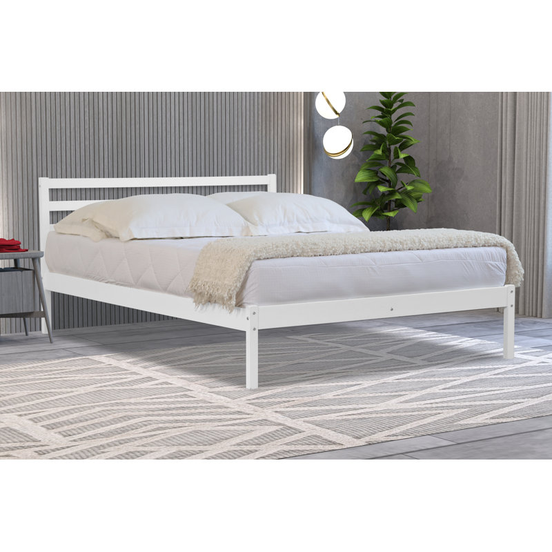 Alyene Solid Wood Bed, White, Double (4'6)