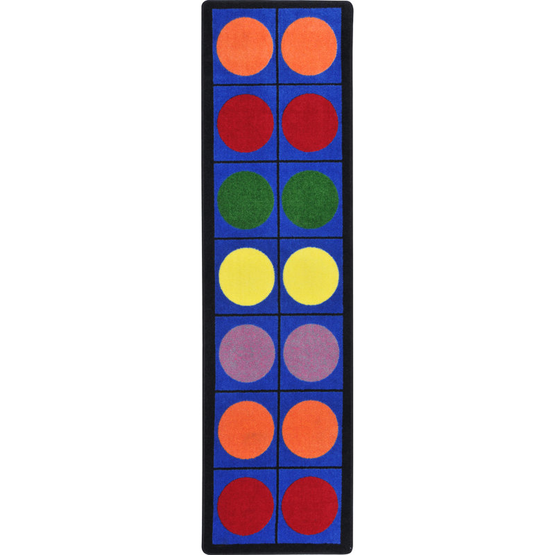 Polka Dots Machine Woven Nylon Rug, Runner 2'1" x 7'8"