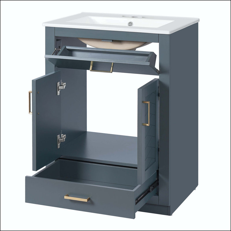 Meuble-lavabo de 24 po avec tiroirs basculants et pleine extension, Blue