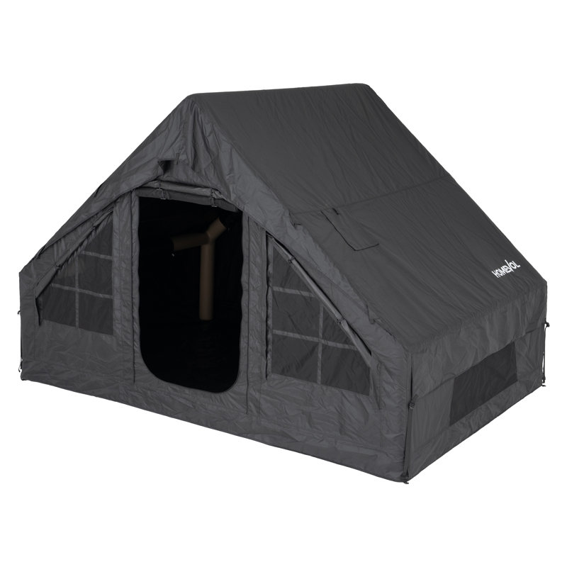Tente de camping gonflable avec pompe, Noir