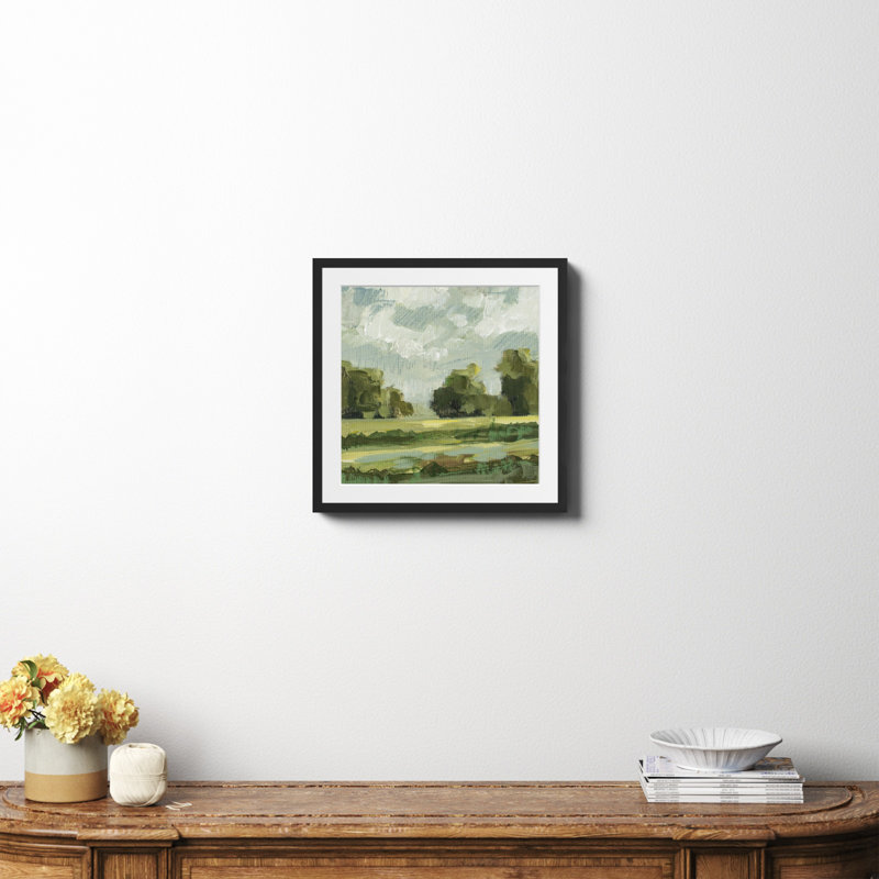 Abstrait paysage paire 12 par Miss Mustard Seed, H 20 po x l 20 po x P 0,75 po, Papier avec cadre noir, Oui
