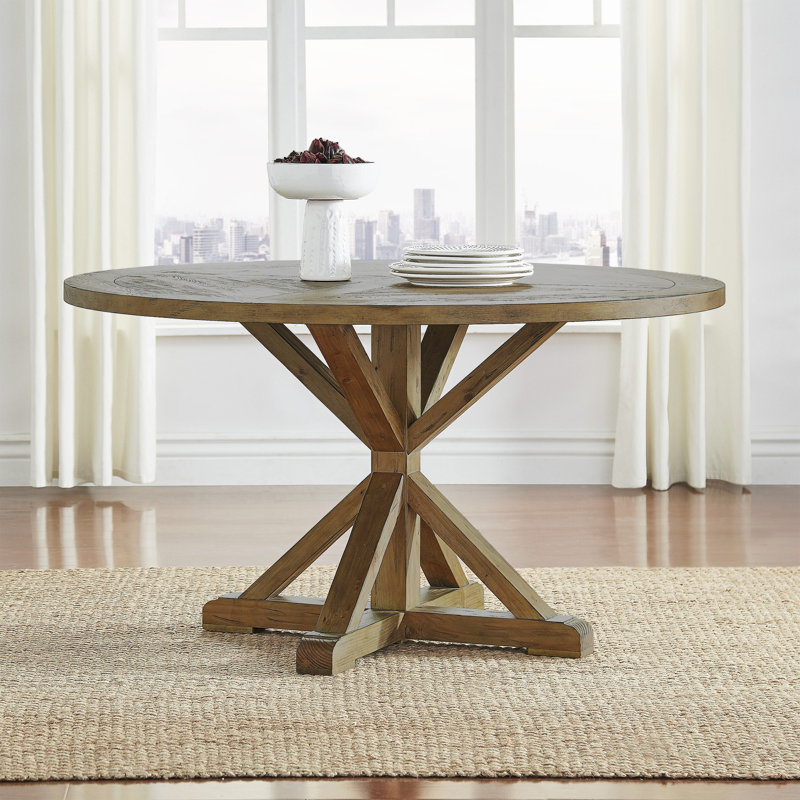 Table de salle à manger à piédestal Ashbaugh, L 54 po x l 54 po, Naturel
