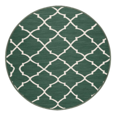 Machine Washable Trellis Green Area Rug