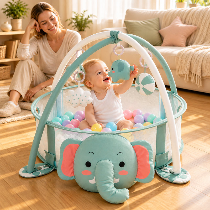 Tapis de jeu pour bébé Elephant, H 27,6 po x L 27,6 po x l 19,7 po