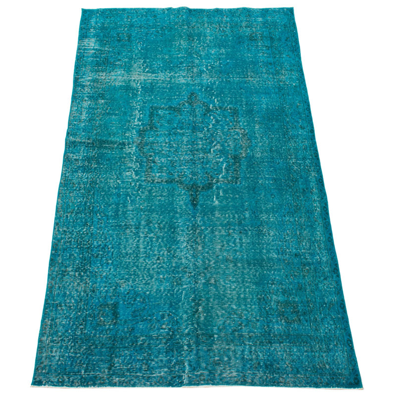 Tapis turquoise à transition de couleur 4 pi 9 po x 8 pi 6 po