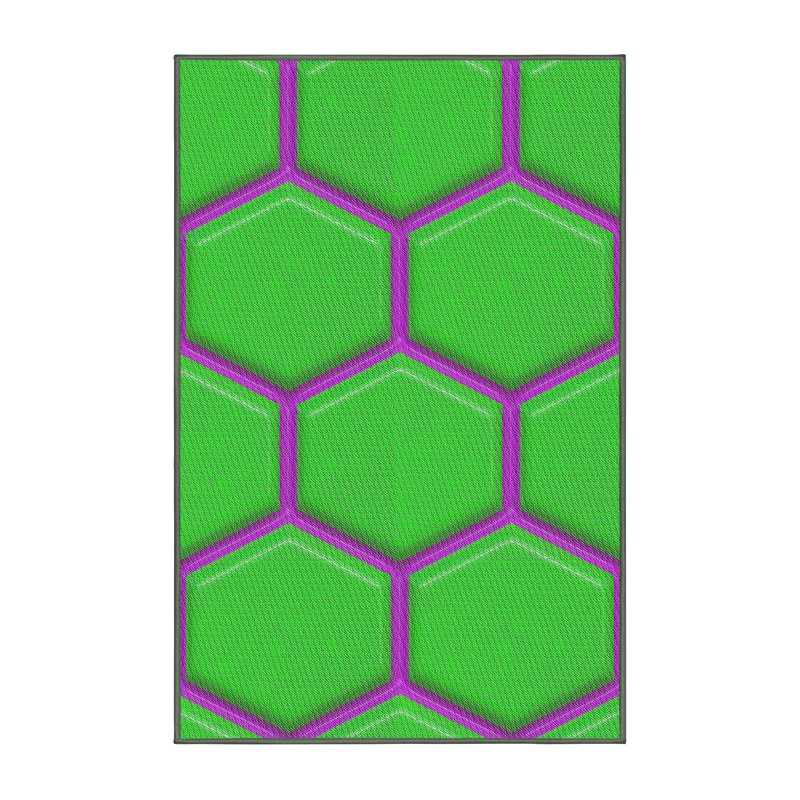 Tapis vert/rose à motifs Anasa, Rectangle 3 pi x 5 pi