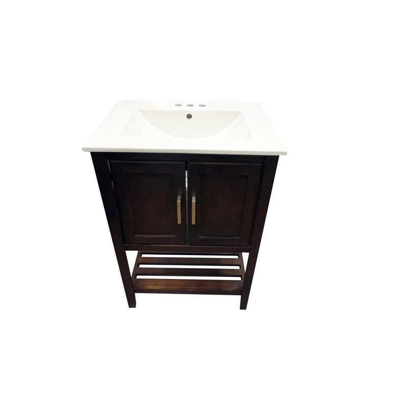 Ensemble de meuble-lavabo simple 24 po Freels, Noyer foncé
