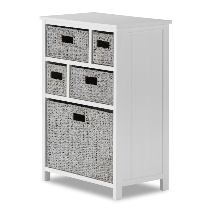 Bastogne 56 cm W Chest of 5 Drawers, White/Beige