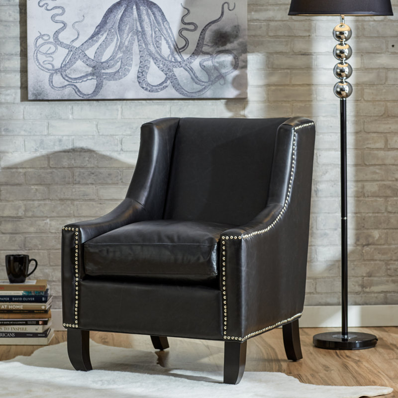 Fauteuil de 28,3 po de largeur, Similicuir noir antique