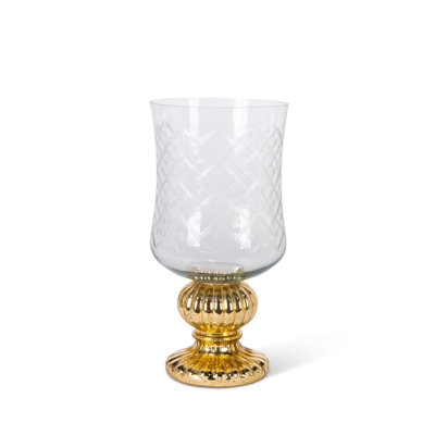 Glass Candle Holder with Gold Mecury Base, 14.9"