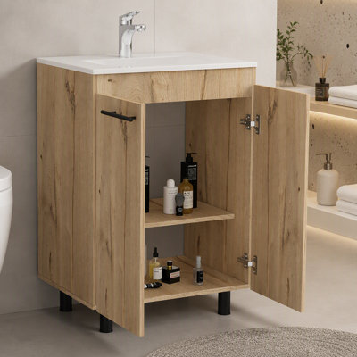 Armoire de meuble-lavabo autoportante 60 "avec division Selma