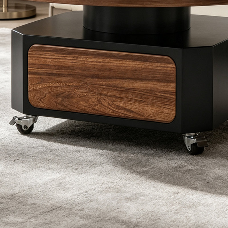 Table basse de luxe mobile avec tiroir, H 17,71 po x l 31,49 po x P 31,49 po, Black
