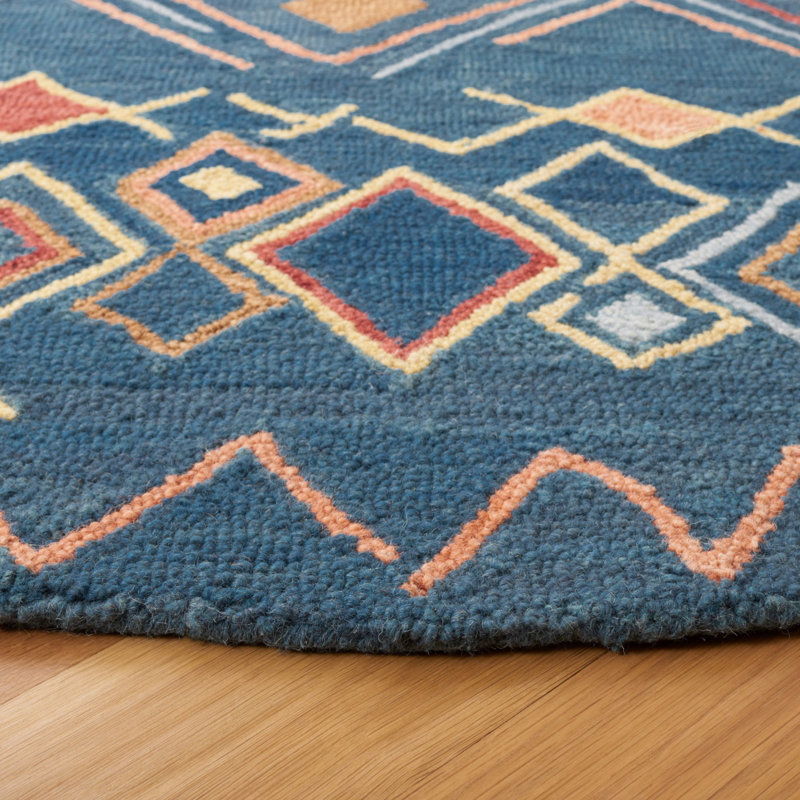 Renfrow Hand Hooked Wool And Cotton Southwestern Rug, Round 6'