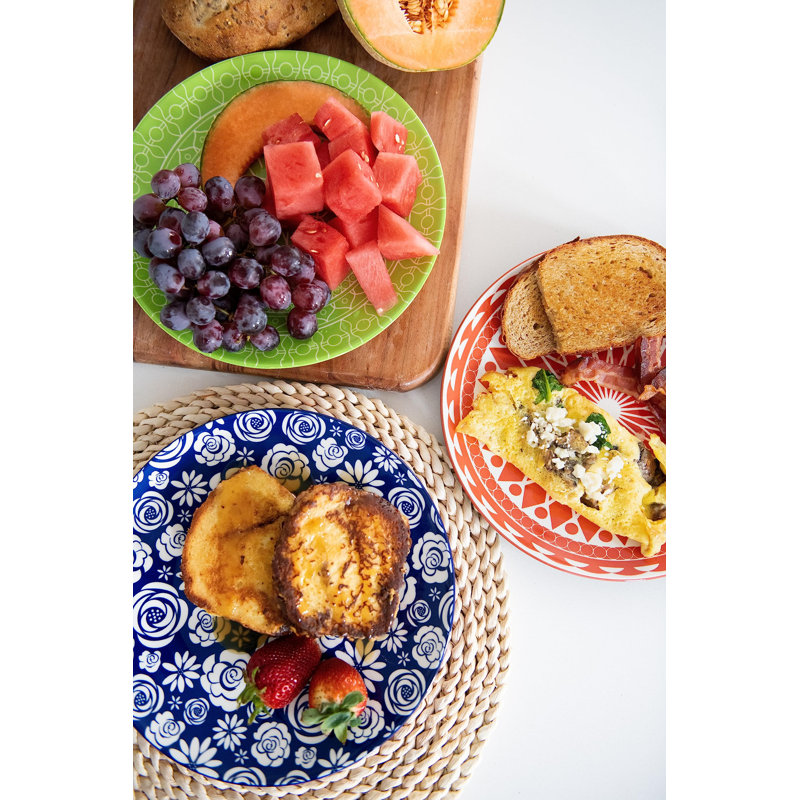 Colorful Porcelain Salad and Dessert Plates Set of 6