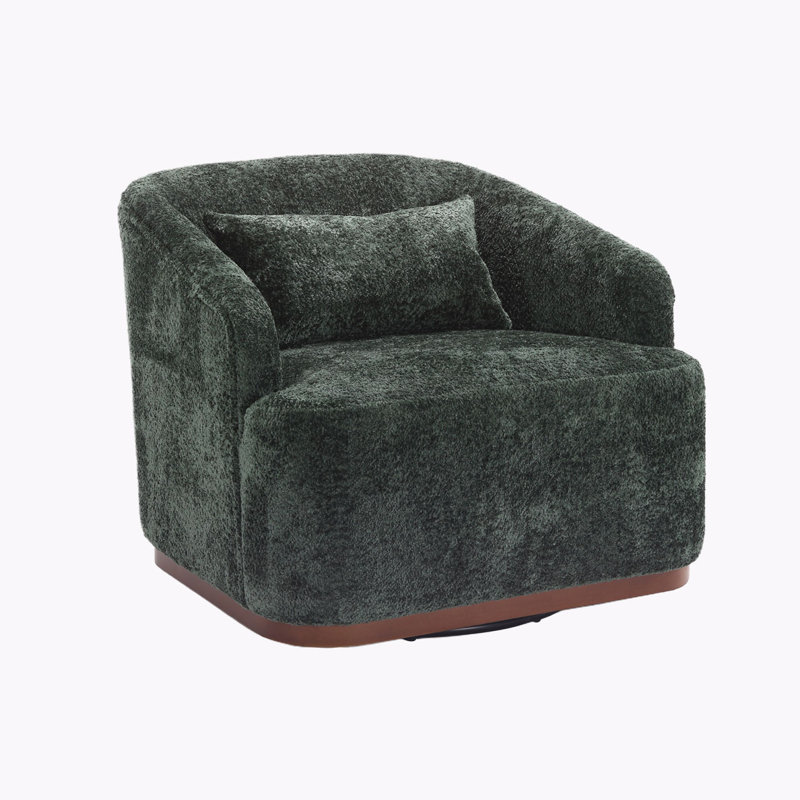 Fauteuil club pivotant à 360 degrés, Chenille émeraude incorrecte