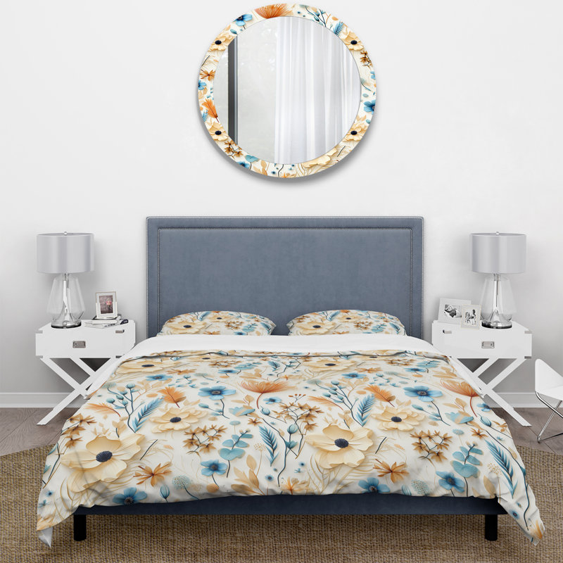 Coastal Retreat Ii Boho Pattern - Boho Duvet Cover Set - Microfiber Polyester, Queen Duvet Cover + 2 Standard Shams