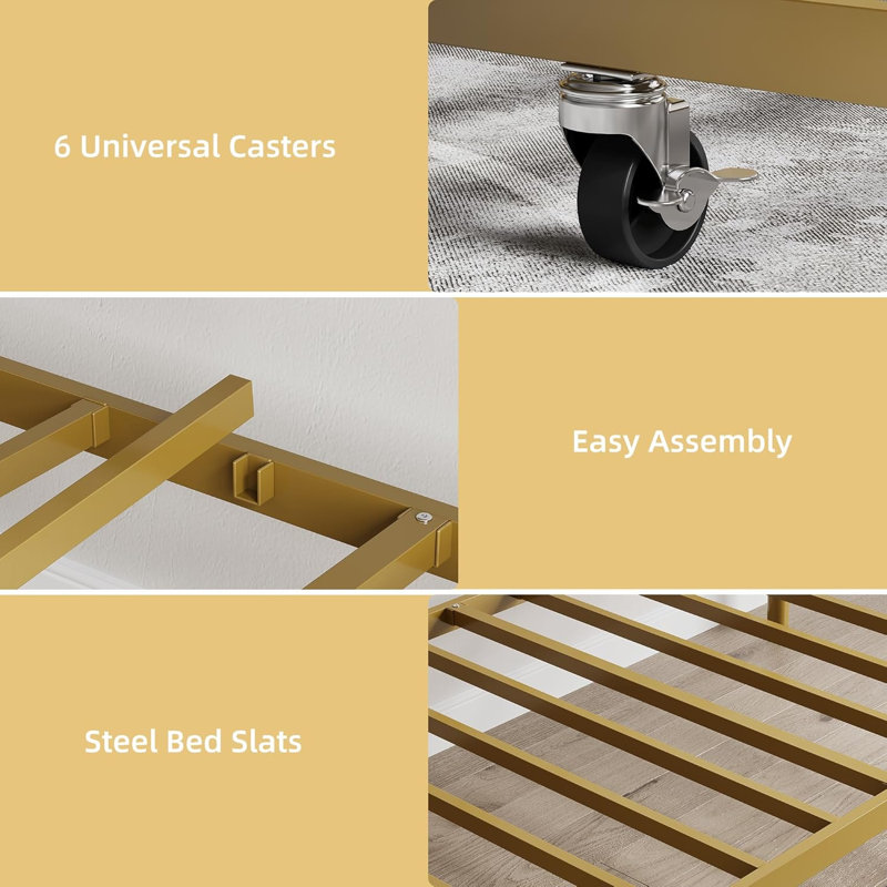 Twin Size Daybed And Trundle Frame Set, Gold