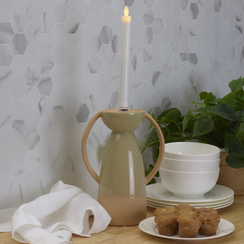 Elements 10" H Ceramic Tabletop Candlestick