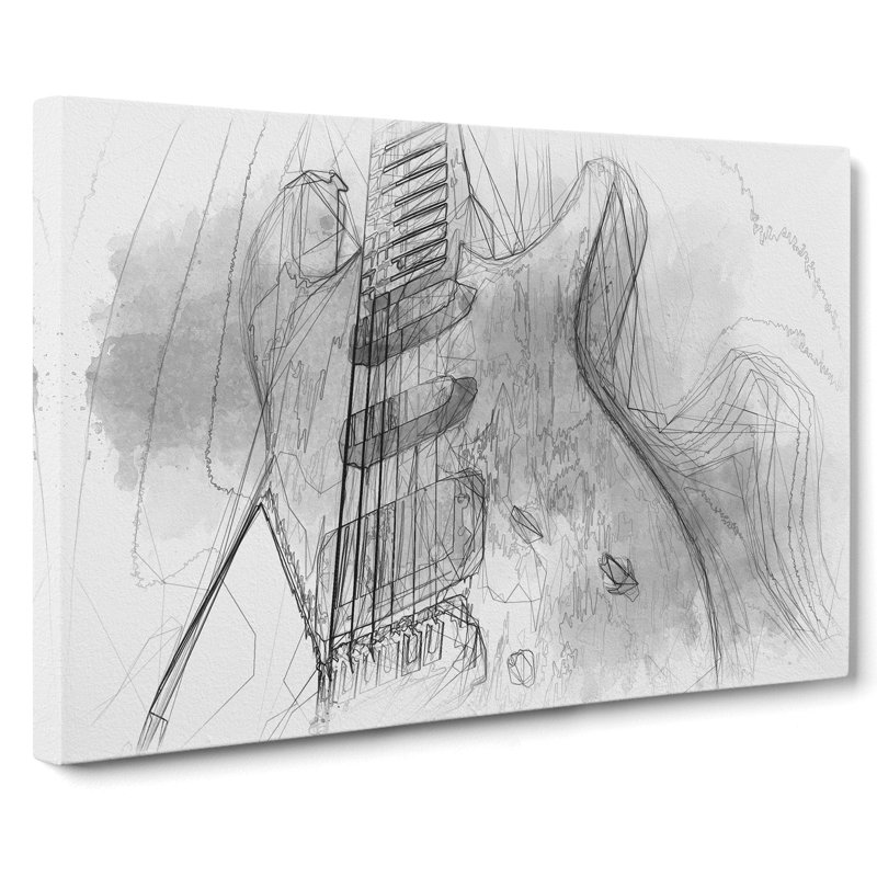Electric Guitar Vol.2 Sketch - Wrapped Canvas Painting, 35cm H x 50cm W x 3cm D