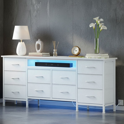10 Fabric Drawers Long Dresser, Up To 75 Inch Tvs by 17 Stories