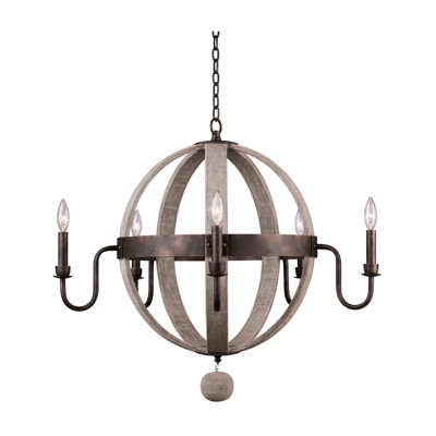 Harper 32-in 5 Light Socket Florence Gold Chandelier