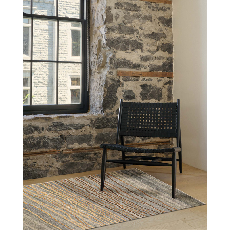 Tapis gris Peshawar Ziegler 5 pi 1 po x 7 pi 1 po