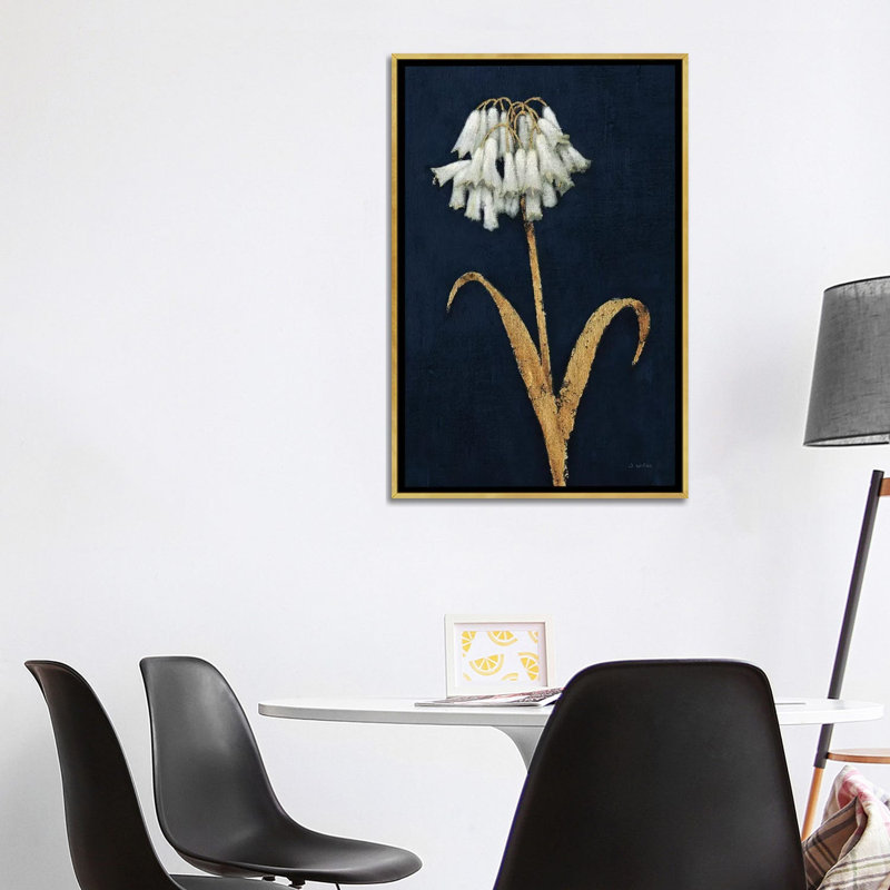 «Shimmering Summer II Indigo Crop» par James Wiens - Toile tendue, H 40 po x l 26 po x P 1,5 po, Toile avec cadre flottant or