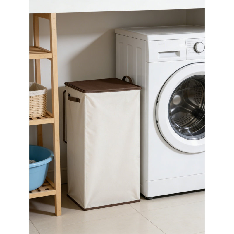 Large 100L Laundry Hamper With Lid, Collapsible Clothes Basket & Removable Bag, White